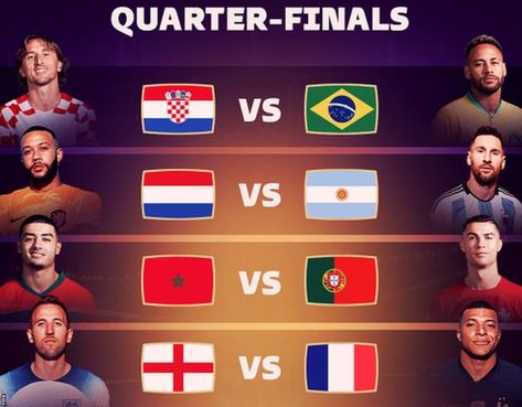 World Cup 2022: Messi, Ronaldo, Mbappe, Neymar and other stars set for quarter-finals - BBC Sport England Vs France, Education City, Fashion Films, Cristiano Ronaldo Portugal, Messi Ronaldo, Euro 2012, World Cup Match, Sports Website, Sport Poster Design