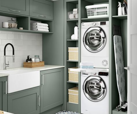 12 small utility room ideas to make your home work harder | Homebuilding Small Utility Room Ideas, Compact Laundry Room, Utility Room Ideas, Small Utility Room, Utility Room Designs, Stacked Laundry Room, Laundry Room Storage Shelves, Small Utility, Compact Laundry