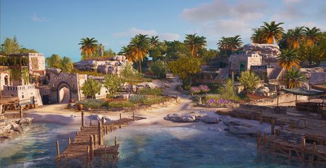 Ancient Egyptian Architecture, Greek Town, Assassins Creed Black Flag, Assassin's Creed Odyssey, Greek Sea, Fantasy Village, Island Town, Fantasy Town, Sea Dream