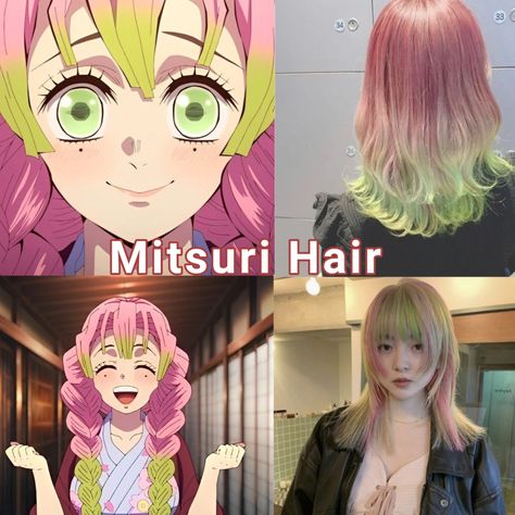 Made by me! Pls no repost 💗🍡 ] Mitsuri With Her Hair Down, Mitsuri Hairstyle Tutorial, Mitsuri Kanroji Hair, Mitsuri Hair Dye, Mitsuri Hair, Kermit Funny, Beauty Self Care, Kanroji Mitsuri, My Hobbies