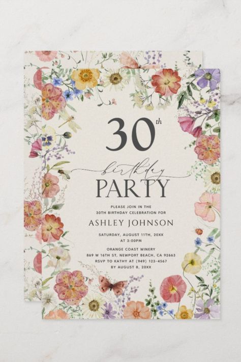 Boho Wildflower Floral Frame 30th Birthday Invitation
Introducing our amazing boho pressed wildflower floral frame 30th birthday invitation! #birthday #happybirthday #birthdaycards #birthdayparty #thirties #thirtybirthday #boho #wildflower Birthday Party Elegant, 100th Birthday Party, Pink Invitation, Boho Wildflower, Thirty Birthday, 30th Birthday Invitations, 50th Birthday Invitations, Customized Photo Gifts, Boho Birthday