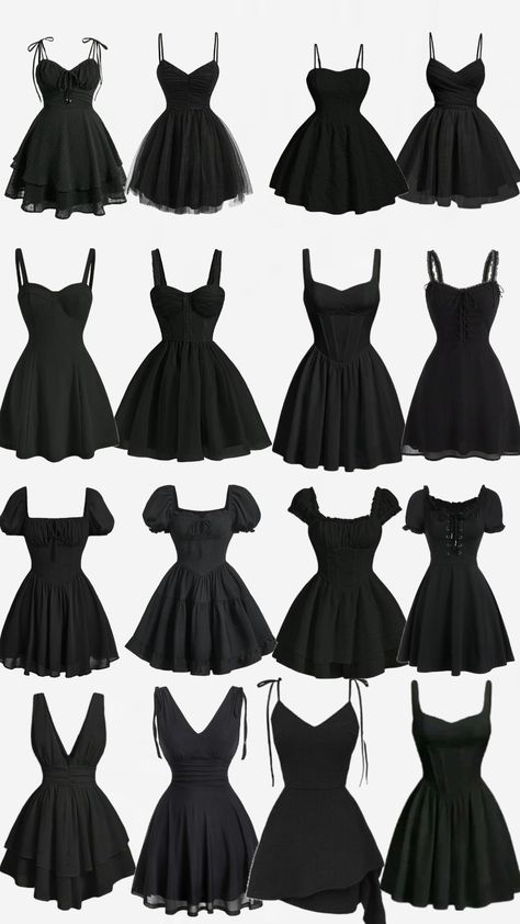 #dresses Cute Black Dresses Classy, Party Outfit Night Classy, Shein Black Dress, Dress Outfit Casual, Black Dress Accessories, Casual Classy Outfits, Sundress Black, Cute Formal Dresses, Party Outfits For Women