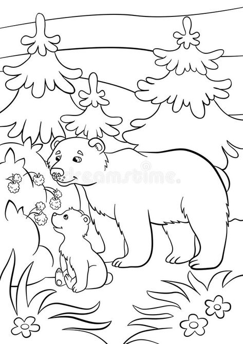 Coloring Pages. Wild Animals. Kind Bear Stock Vector - Illustration of blank, funny: 72190113 Raspberry Illustration, Zoo Animal Coloring Pages, Forest Coloring Pages, Summer Camp Crafts, Free Coloring Sheets, Easy Coloring Pages, Cartoon Coloring Pages, Flower Coloring Pages, Camping Crafts