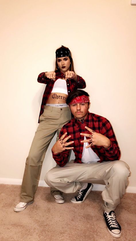 Chola Costume, Cholo Couple, Chola Outfit, Mexican Halloween Costume, Gangster Halloween Costumes, Chica Chola, 90s Halloween Costumes, Creepy Halloween Costumes, Halloween Parejas