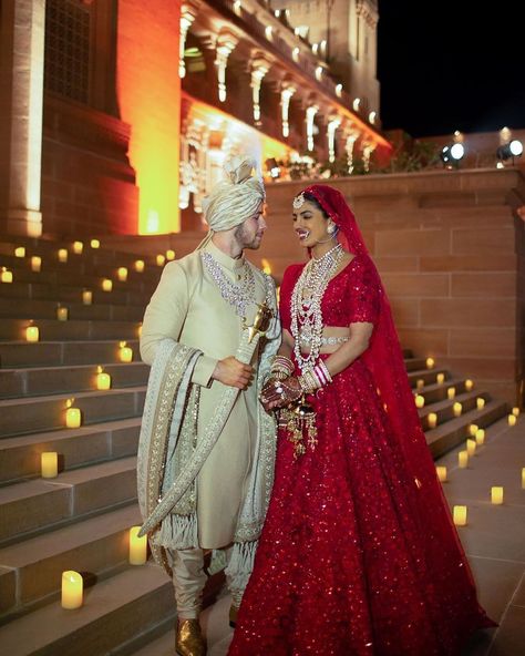 Celebrity Wedding Outfits, Wedding Outfits Guest, Priyanka Nick, Priyanka Chopra Wedding, Chubby Style, Christian Bride, Rajputi Dress, Traditional Gowns, Couple Wedding Dress