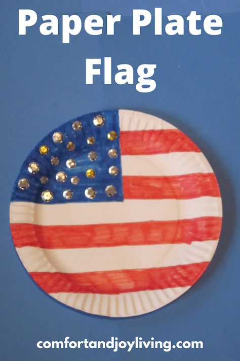 Paper Plate Flag with Rhinestone Stars Paper Plate Craft, Preschool Fine Motor Activities, Mentor Program, Learning Printables, Preschool Fine Motor, Boredom Busters, Creative Activities For Kids, Fine Motor Activities, Preschool Ideas