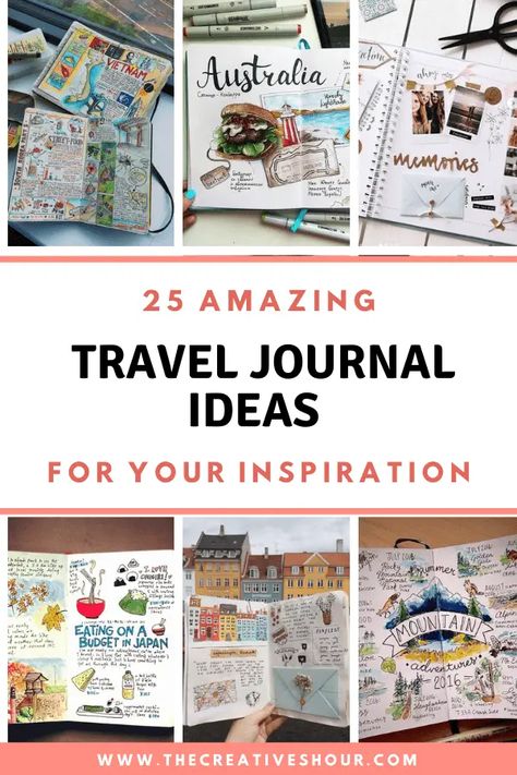 25 Travel Journal Ideas To Document Your Memories How To Create A Travel Journal, Cruise Travel Journal, Travel Diary Ideas Travelers Notebook, Travellers Notebook Inspiration, Travel Journals Diy, Travelers Notebook Ideas Inspiration, Creative Travel Journal, Travel Journal Prompts, Best Travel Journals