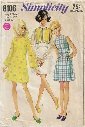 Teens Dress and Bolero Sewing Pattern Jr. Size 11/12 Bust 32 Vintage 1960's Simplicity 8106 Mod Dress Pattern, Dress And Bolero, Dress Bolero, Patron Vintage, 1960 Fashion, 60s 70s Fashion, 60s And 70s Fashion, Teen Dress, Bolero Dress