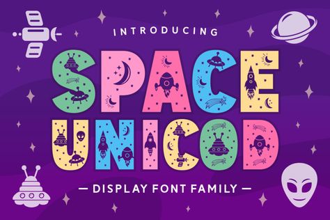 Space Unicod is a unique and attractive decorative font featuring cute and tiny space elements inside the letters. Its whimsical and playful appearance is perfect for adding a touch of fun to any project, from invitations to posters. Get ready to blast off and add some intergalactic charm to your work with this font! Try […] The post Space Unicod Font appeared first on FreeFontDL. Space Font, Decorative Fonts, Font Creator, Whimsical Fonts, Sans Serif Typeface, Tiny Space, Commercial Fonts, Space Backgrounds, Font Names