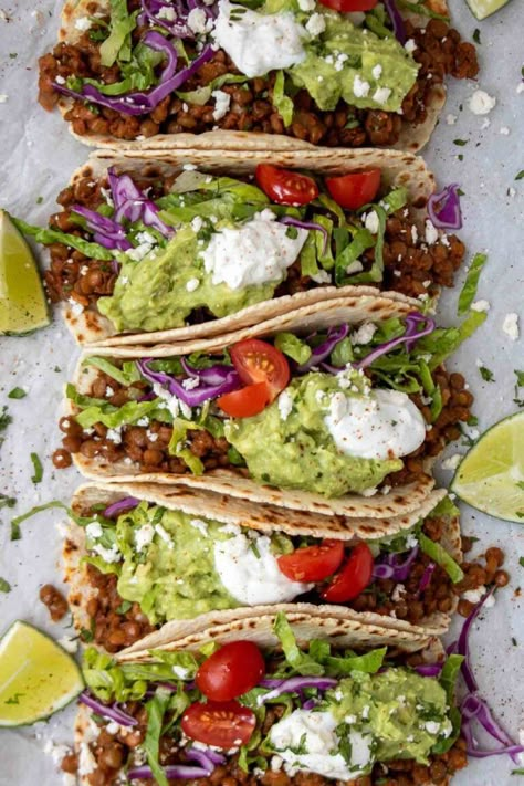 Turn Taco Tuesdays into a plant-based feast with these vegan lentil tacos! This lentil taco make is easy to make and full of flavor. Lentils Tacos, Lentil Tacos Recipes, Kay Nutrition, Tacos Vegan, Vegetarian Protein Sources, Lentil Tacos, Canned Lentils, Vegetarian Mexican, Vegan Lentil