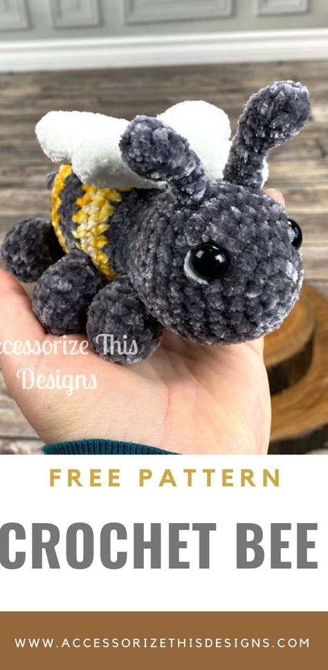 Crochet Bee Stuffed Animal, Crochet Chunky Bee Pattern Free, Bumblebee Amigurumi Free Crochet, Crochet Plush Bee Pattern Free, Fast Crochet Animals, Amigurumi Free Pattern Bee, Crochet Arigumi Free Pattern Beginner, Bee Pattern Crochet, Firefly Crochet Pattern Free