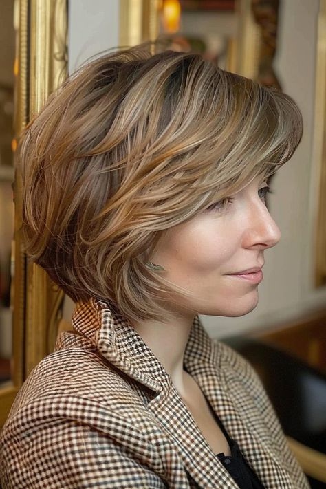 The Trending Bixie Haircuts of 2024 - Page 8 of 26 - Cuts & Hues Short Layered Hairstyle Women, Best Curly Haircuts, Haircuts Short Hair, Balayage Caramel, Feathered Layers, Hairstyle Braids, Short Haircuts With Bangs, Short Shag Haircuts, Woman Hairstyles