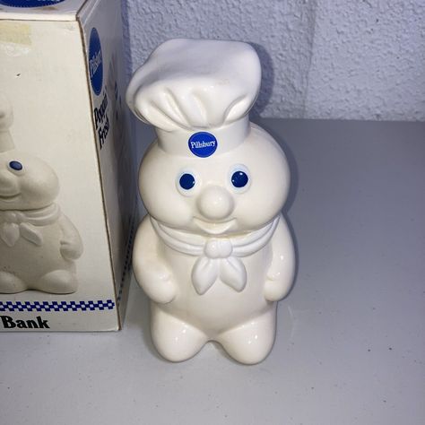 Pillsbury Doughboy Poppin' Fresh Ceramic Piggy Bank With Stopper Vintage 1988 8”  | eBay Ceramic Piggy Bank, Pillsbury Doughboy, Inner Child, Piggy Bank, Gif, Healing, Ceramics, Best Deals