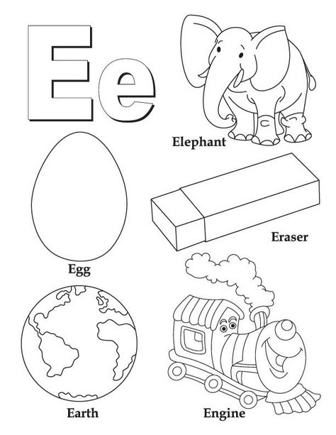 My A to Z Coloring Book Letter E coloring page - simple coloring sheets E Is For Elephant, Elephant Coloring, Elephant Coloring Page, Alphabet Lore, Abc Coloring Pages, Abc Coloring, Printable Preschool Worksheets, Alphabet Crafts, Preschool Letters