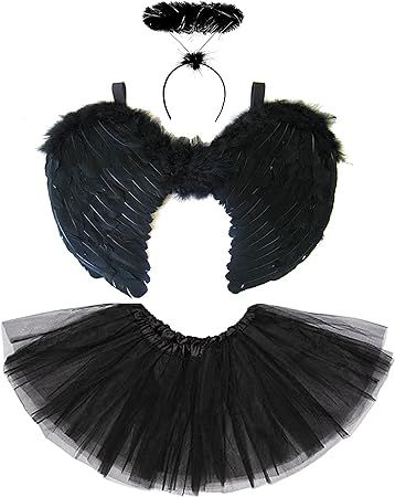 Angel Costume Women, Dark Angel Halloween Costume, Fallen Angel Costume, Angel Fancy Dress, Black Angel Costume, Dark Angel Costume, Angel Wings Halo, Ali D'angelo, Childrens Fancy Dress