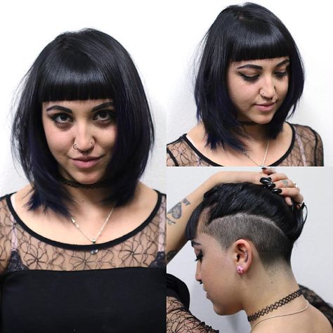 Side+And+Nape+Undercut+For+Bob Undershave Haircut, Hair With Undercut, Layered Thick Hair, Nape Undercut, Choppy Bob Hairstyles, Undercut Hairstyles, Haircut For Thick Hair, Trending Hairstyles, Medium Hair Cuts