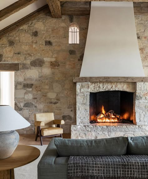 Chimeneas Ideas, Living Room Heater, House Modern Farmhouse, Garden Chicken Coop, French Tudor, Stove Wall, Wood Stove Wall, Cottage Forest, Marie Flanigan Interiors