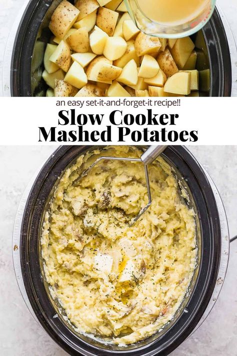 Slow Cooker Mashed Potatoes - the ULTIMATE slow cooker mashed potatoes recipe that packed with flavor and couldn't be easier! #slowcookermashedpotatoes #slowcookermashedpotatoesrecipe #slowcookermashedpotatoesthanksgiving #slowcookermashedpotatoeseasy Easiest Mashed Potatoes, Crock Pot Mashed Potatoes, Slow Cooker Mashed Potatoes, Healthy Mashed Potatoes, Mashed Potato Recipe, Crockpot Mashed Potatoes, Recipe Crockpot, Perfect Hands, Easy Mashed Potatoes