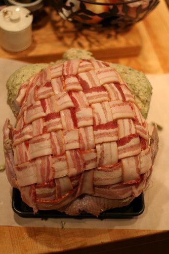 Bacon Wrapped Turkey - This is the turkey. They’ve been perfecting this for many years now. I must say, it is a showstopper, and I'm sure delicious too. Turkey Bacon Wrap, Herb Roasted Turkey, Best Thanksgiving Recipes, Turkey Dinner, Turkey Bacon, Turkey Breast, Roasted Turkey, Bacon Wrapped, Poultry Recipes