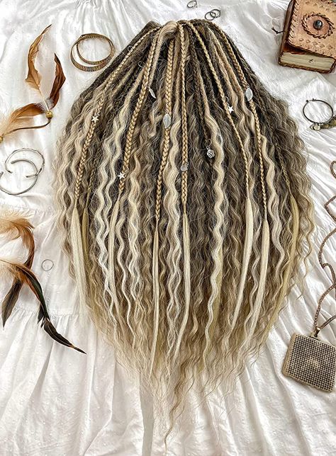 Synthetic Dreads Hairstyles, Curly Dreadlocks, Synthetic Dreadlocks Extensions, Hippie Dreads, Partial Dreads, Dread Hair Extensions, Dark Blond, Dreads Styles For Women, Ombre Dreads