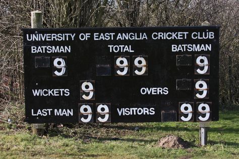 Scoreboard Design, Cricket Scoreboard, University Of East Anglia, Norfolk England, Norwich Norfolk, Cricket Club, Last Man, England Uk, Norfolk