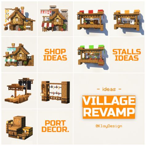 VILLAGE IDEAS! Here’s nine ideas and decoration for a minecraft village revamp! I guess villagers would stop “mwaah -ing” after these ones! 😆🙌 Let me know you’re favorites!! Should I do more? ——————————————— ⁃ 🪴 Follow @klaydesign_mc for more minecraft inspirations! ⁃ 🙌 Complementary Shaders ⁃ 🍳 Repost with credits only! ——————————————— #minecraft #minecraftbuild #minecrafters #minecraftideas #minecraftdesign #minecraftinterior #minecraftapruce #minecrafthouse #minecraftvillage #village #mine... Village Upgrade Minecraft, Upgraded Village House Minecraft, Minecraft Village Revamp, Minecraft Village Upgrade, Minecraft Village Builds, Minecraft Medieval Village, Minecraft Diy Crafts, Minecraft Diy, Minecraft Japanese