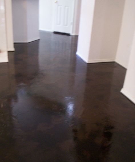 Chocolate stained concrete floors Dark Epoxy Floor, Stained Concrete Floor, Acid Concrete, Floor Concrete, Stained Concrete Floors, Chocolate Stains, Acid Stained Concrete, Concrete Stain, Removing Carpet