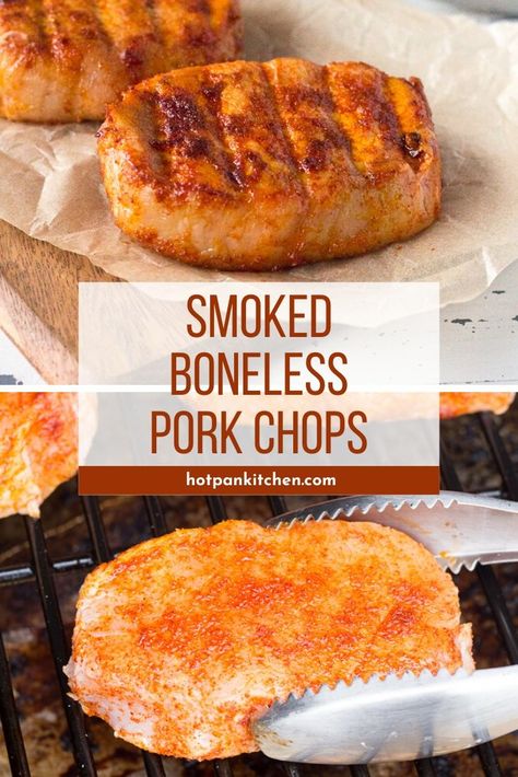 Smoked Pork Chops (Whole30, Paleo, GF) Smoked Boneless Pork Chops, Traeger Pork Chops, Ring Recipes, Wood Pellet Grill Recipes, Teriyaki Pork Chops, Pellet Smoker Recipes, Smoked Pork Chops, Center Cut Pork Chops, Boneless Pork Loin Chops