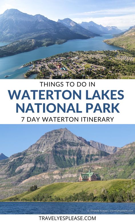 Our Waterton Lakes National Park itinerary is packed with the best places to see and things to do in Waterton. Here's how to spend a week in Waterton. (travelyesplease.com) | Canada, Alberta, Canada travel, Canada places to visit, Canada things to do, Alberta travel, Alberta places to visit, Alberta things to do, Parks Canada, national parks, travel, travel destinations, travel inspiration Alberta Canada Travel, Waterton National Park, Canada Places, Places To Visit In Canada, Alberta Travel, Waterton Lakes National Park, National Park Itinerary, Road Trip Places, Canada National Parks