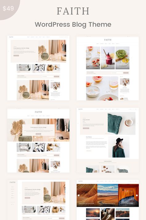 Faith - WordPress Blog & Shop Theme Booklet Ideas, Website Themes Wordpress, Blog Post Layout, Business Web Design, Email Ideas, Book And Magazine Design, Instagram Template Design, Website Ideas, Beautiful Branding