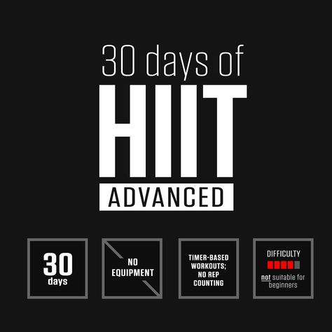 30 Days of HIIT Advanced Free Workout Programs, Hiit Workouts For Beginners, Fitness Challenges, Fitness Programs, Motivation Exercise, Hiit Workouts, Free Workout, Exercise Tips, Workout Guide