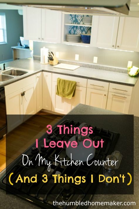 3 Things I Leave Out on My Kitchen Counters (And 3 Things I Don't) - The Humbled Homemaker Clear Kitchen Counters, Jar Shelves, Emotional Burden, Uncluttered Kitchen, Kitchen Jar, Zsazsa Bellagio, Kitchen Clutter, Organizing Hacks, Kitchen Counters