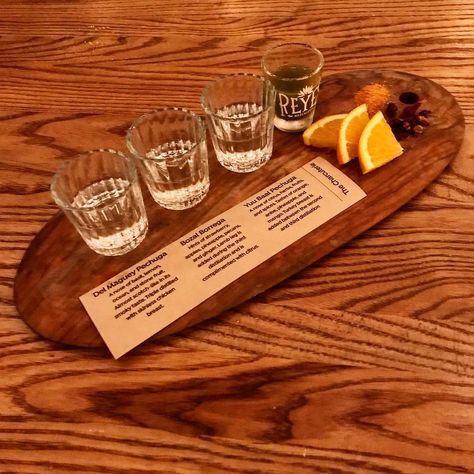 Nick Drinks on Instagram: “The Charcuterie Mezcal Flight at @reyesmezcaleria. @delmagueymezcal Pechuga, @bozalmezcal Borrega and @mezcal_yuu_baal Pechuga. Wild but so…” Mezcal Tasting, Tasting Party, Tasting Room, Wedding Inspo, Flight, Bar, Drinks, Health, On Instagram