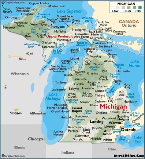 wow! we are going all the way from Deerfield to Holland and then to Benton harbor!!! {I so hope Lilah doesn't cry the whole time} Copper Harbor Michigan, Map Of Michigan, Michigan Map, Michigan Adventures, Travel Michigan, Michigan Road Trip, Michigan Vacations, Physical Map, Midwest Travel