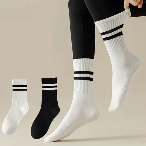 1/2/4 pairs white Striped Casual Sports Women's Yoga socks Breathable Mid-calf Socks for women 2025 Yoga Socks, Socks For Women, Calf Socks, Sport Socks, Yoga Women, Mid Calf, Sports Women, Smart Shopping, White Stripe