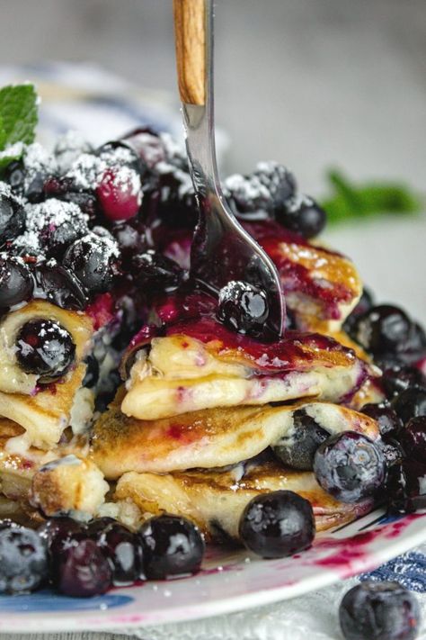 Blueberry Sour Cream Pancakes, Blueberry Danish Pancakes, Blueberry Cream Cheese Pancakes, Blueberry Cheesecake Pancakes, Blueberry Strudel, Blueberry Pancakes Easy, Blueberry Danish, Fluffy Blueberry Pancakes, Cheesecake Pancakes