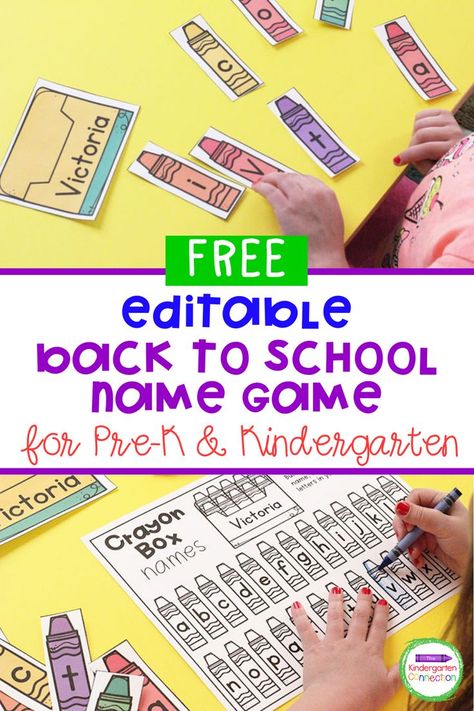 First Week Of Kindergarten Math Activities, Build Your Name Activity, First Letter Of Your Name Activities, Pre K Name Recognition Activities, Back To School Activities For Kinder, Prek Open House Activities, Editable Name Activities, Name Games Prek, First Week Of Kindergarten Activities Free