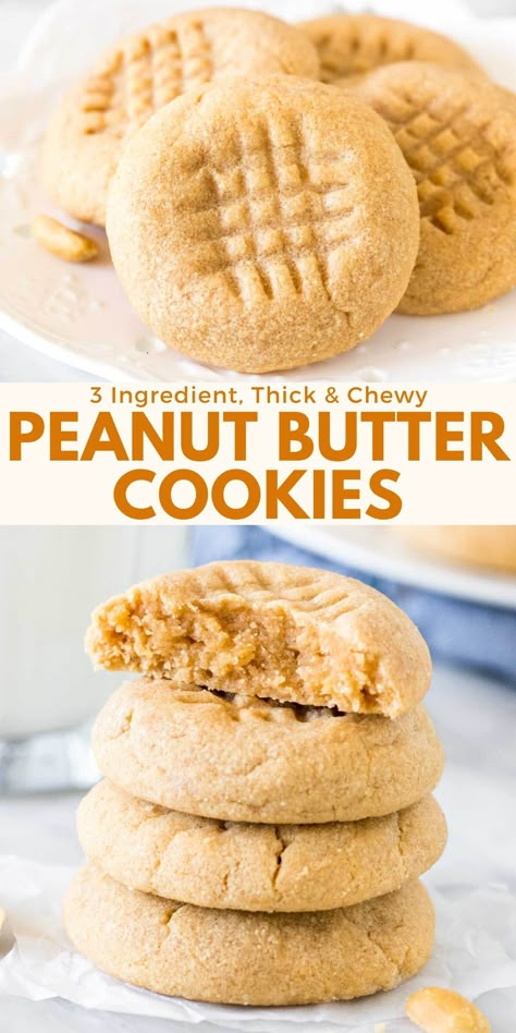 Peanut Butter Cookies 3 Ingredient, Everyday Cookies, Three Ingredient Peanut Butter Cookies, 3 Ingredient Peanut Butter Cookies, Applesauce Cookies, Cookies Peanut Butter, Healthy Peanut Butter Cookies, Butter Cookies Easy, 3 Ingredient Cookies