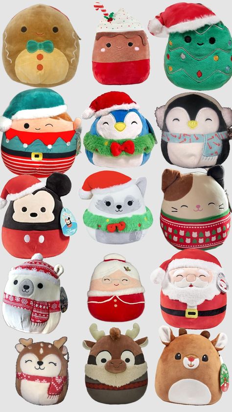 I want these Christmas squishmallows Christmas Squishmallows Coloring Page, Christmas Squishmallows Aesthetic, Squishmallows Christmas, Christmas Squishmallows, Christmas Squish Mellows, Cute Christmas Squishmallows, Xmas Squishmallows, Holiday Squishmallows, Winter Squishmallow