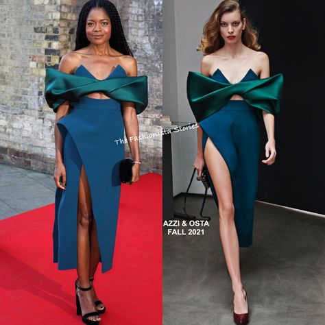 Naomie Harris in Azzi & Osta at the 2022 DKMS London Gala Azzi & Osta, Azzi Osta, Naomie Harris, Red Carpet Dress, Jimmy Choo Clutch, Carpet Dress, Structured Dress, Celebrity Red Carpet, Red Carpet Looks