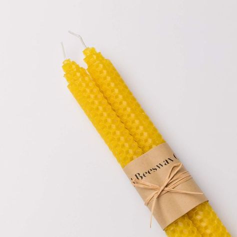 Survival Candle, Natural Beeswax Candles, Beeswax Taper Candles, Beeswax Tapers, Pure Beeswax Candles, Honey Yellow, Honeycomb Design, Candle Packaging, Hand Candle