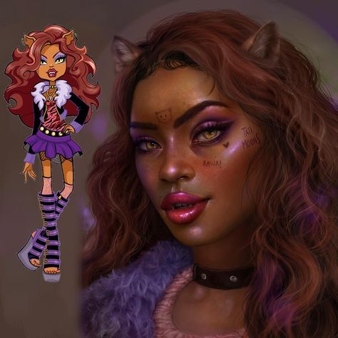 Clawdeen Wolf (Drawing by TatiMoons @Instagram) #MonsterHigh Tati Moons, Monster High Makeup, Modern Disney Characters, Realistic Cartoons, Arte Monster High, Clawdeen Wolf, Monster High Art, Monster High Characters, Famous Cartoons