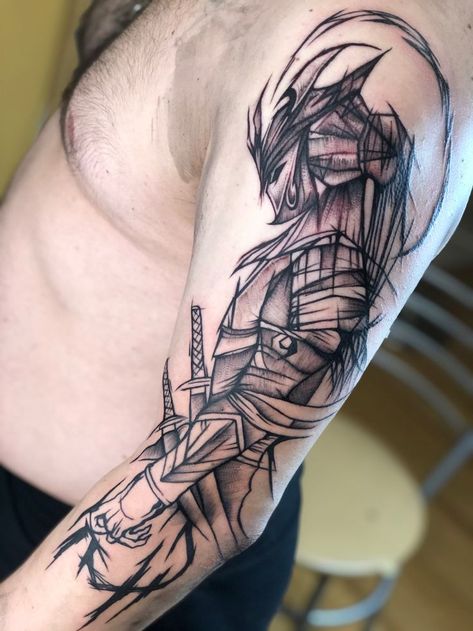 Archer Tattoo Men, Samurai Tattoos, Archer Tattoo, Symmetrical Tattoo, Catrina Tattoo, Sketch Style Tattoos, Guys Tattoos, Simple Tattoos For Guys, Beginner Tattoos