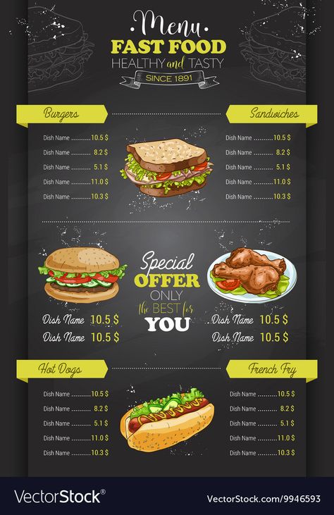 Fast Food Menu Design, Cocktail Menu Design, Food Court Design, Street Food Design, Blackboard Background, Food Doctor, Menu Card Design, Menue Design, Burger Menu