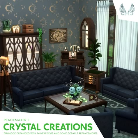 Crystal Creations - Buymode Expanded | Patreon Maxis Match Dress, Sims 4 Witch Cc, Sims 4 Witch House, Clutter Decor, Witchy House, Sims 4 Challenges, Sims Builds, Sims 4 Clutter, Sims 4 Mm Cc