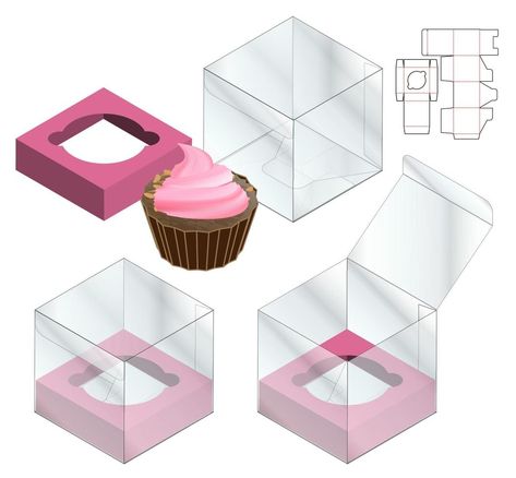 Cupcake Boxes Template, Box Dieline, Packaging Die Cut, Paper Box Diy, Packaging Template Design, Cardboard Box Crafts, Printable Box, Packaging Template, Origami Paper Art