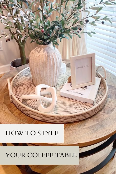 Porche Tips & Tricks: How to Style a Coffee Table �— Porche & Co. Round Coffee Table Decor, Style A Coffee Table, Coffee Table Arrangements, Coffee Table Decor Tray, Coffee Table Decor Living Room, Decor Tray, Coffee Table Centerpieces, Tafel Decor, Coffee Table Ideas