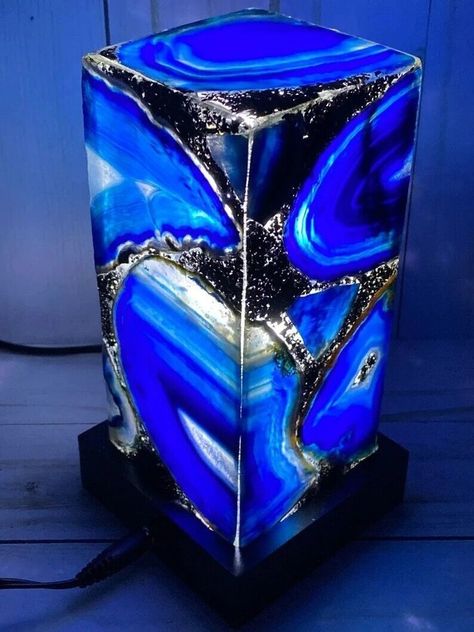 Illuminate your space with this stunning Agate Table Lamp Night Lamp 💡🌙 Handmade with polished blue Agate stone from India 🇮🇳 Perfect for bedroom, entryway, or home office 🏡✨ #AgateLamp #HomeDecor #LEDLighting #Handmade #BedroomLighting #Stone #Light #Bedroom #TableLamp #Lightings #DecorativeLamp #Polished #LampLightings #ArtDeco #Entryway #Blue #India https://ebay.us/RaigCk Geode Bedroom, Side Sofa Table, Side Sofa, Blue Agate Stone, Agate Table, Stone Lamp, Room Ambiance, Rock Decor, Bedroom Lamps