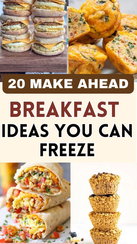 Breakfast Ideas For Freezer. "Save time on busy mornings with these premade Breakfast Ideas for the Freezer! Perfect for meal prep. From breakfast burritos to smoothie packs,oats, muffins, sandwiches these make-ahead freezer breakfast are ideal for busy families and quick weekday fuel. Prep, freeze, and enjoy a stress-free morning!"Breakfast Made Ahead Of Time, Breakfasts To Freeze, Premade Frozen Breakfast Breakfast Ideas You Can Freeze, Easy Meal Prep For Breakfast, Make Ahead Frozen Breakfast Burritos, Homemade Freezer Breakfast Sandwiches, Breakfast To Freeze Make Ahead, Easy Prep Ahead Breakfast, Make Ahead Waffles To Freeze, Healthy Frozen Breakfast Burritos, Breakfast Prep Freezer