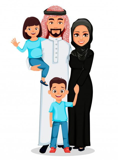 Happy arab family Premium Vector | Premium Vector #Freepik #vector #background #people #love #kids Family Clipart, Mother Son, Premium Vector